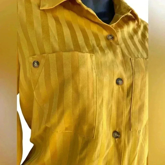 FRNCH women’s CHAFIANE STRIPED button down SHIRT yellow sz Small used no flaws - Picture 8 of 12